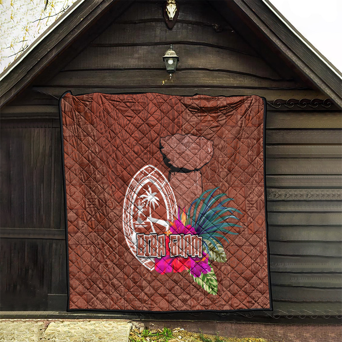 Chamorro Biba Guam Quilt Latte Stone Tribal and Hibiscus Flower Tapa Pattern LT03 - Polynesian Pride