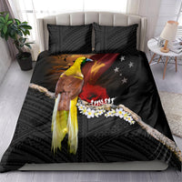 Papua New Guinea Remembrance Day Bedding Set Bird of Paradise Plumeria Flower and Polynesian Pattern LT03 - Polynesian Pride