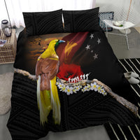 Papua New Guinea Remembrance Day Bedding Set Bird of Paradise Plumeria Flower and Polynesian Pattern LT03 - Polynesian Pride