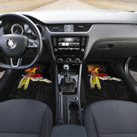 Papua New Guinea Remembrance Day Car Mats Bird of Paradise Plumeria Flower and Polynesian Pattern