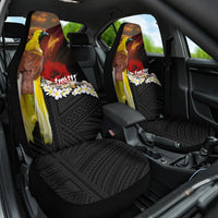 Papua New Guinea Remembrance Day Car Seat Cover Bird of Paradise Plumeria Flower and Polynesian Pattern
