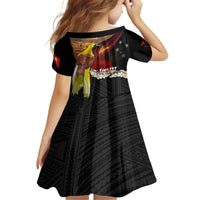 Papua New Guinea Remembrance Day Family Matching Short Sleeve Bodycon Dress and Hawaiian Shirt Bird of Paradise Plumeria Flower and Polynesian Pattern