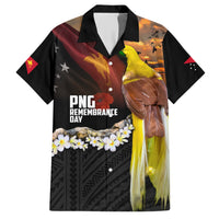 Papua New Guinea Remembrance Day Family Matching Short Sleeve Bodycon Dress and Hawaiian Shirt Bird of Paradise Plumeria Flower and Polynesian Pattern