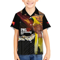 Papua New Guinea Remembrance Day Family Matching Tank Maxi Dress and Hawaiian Shirt Bird of Paradise Plumeria Flower and Polynesian Pattern