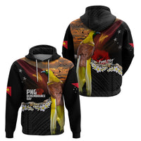 Papua New Guinea Remembrance Day Hoodie Bird of Paradise Plumeria Flower and Polynesian Pattern LT03 - Polynesian Pride