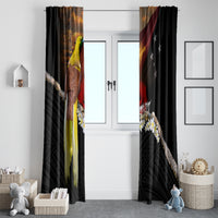 Papua New Guinea Remembrance Day Window Curtain Bird of Paradise Plumeria Flower and Polynesian Pattern