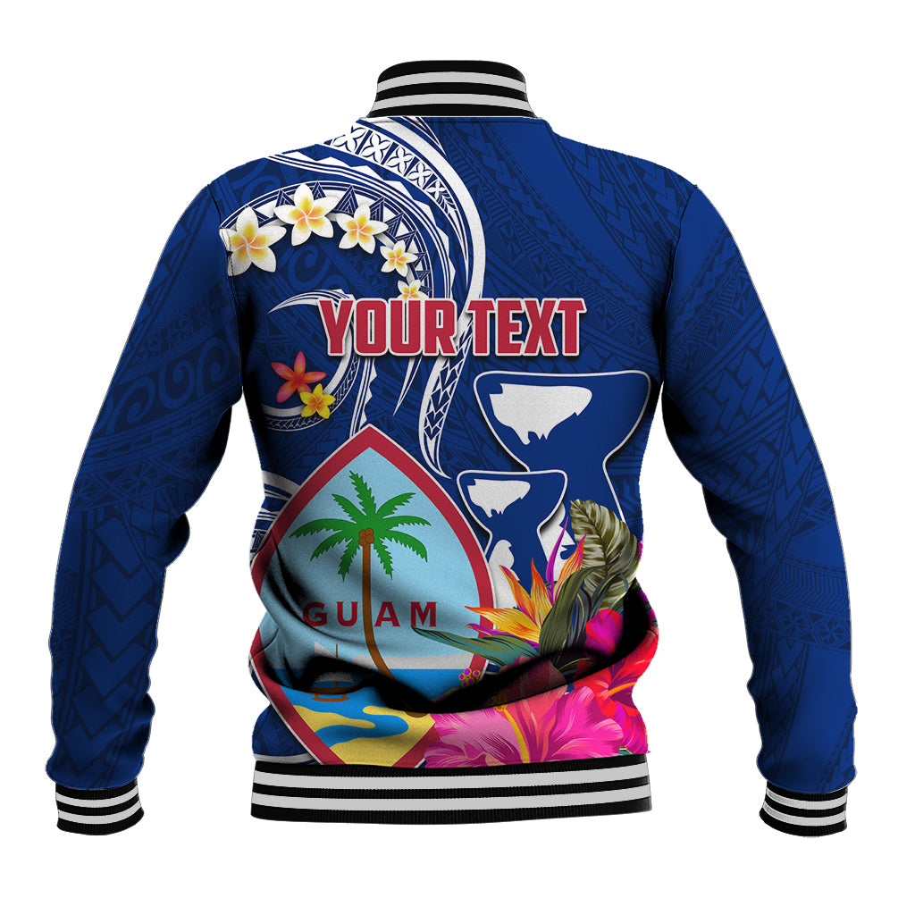 Personalised Guam Liberation Baseball Jacket Latte Stone and Guahan Seal Jungle Flower LT03 - Polynesian Pride