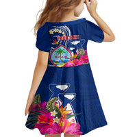 Guam Liberation Family Matching Off The Shoulder Long Sleeve Dress and Hawaiian Shirt Latte Stone and Guahan Seal Jungle Flower