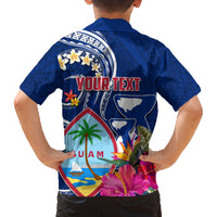 Guam Liberation Family Matching Tank Maxi Dress and Hawaiian Shirt Latte Stone and Guahan Seal Jungle Flower