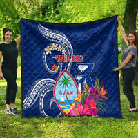 Personalised Guam Liberation Quilt Latte Stone and Guahan Seal Jungle Flower LT03 - Polynesian Pride