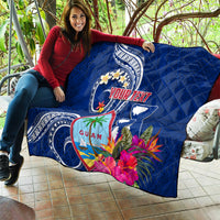 Personalised Guam Liberation Quilt Latte Stone and Guahan Seal Jungle Flower LT03 - Polynesian Pride