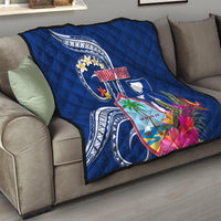 Personalised Guam Liberation Quilt Latte Stone and Guahan Seal Jungle Flower LT03 - Polynesian Pride