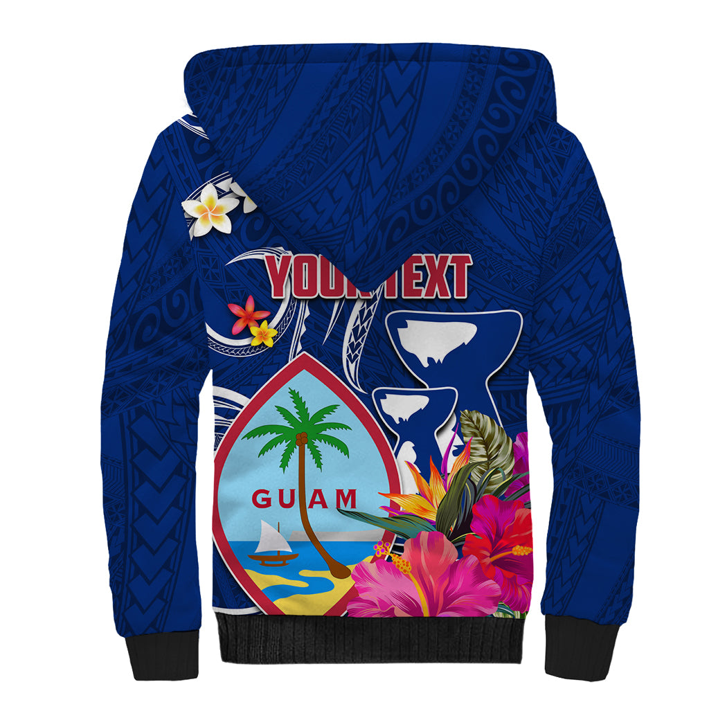 Guam Liberation Sherpa Hoodie Latte Stone and Guahan Seal Jungle Flower