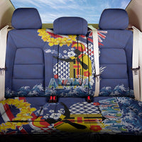 Hawaii King Kamehameha Day Back Car Seat Cover Lei Sea Waves Polynesian Tapa Pattern