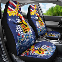 Hawaii King Kamehameha Day Car Seat Cover Lei Sea Waves Polynesian Tapa Pattern