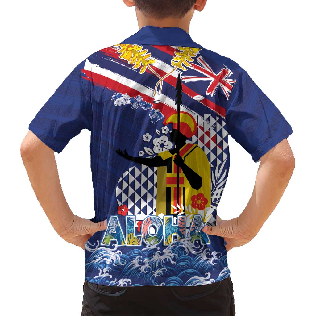 Hawaii King Kamehameha Day Family Matching Long Sleeve Bodycon Dress and Hawaiian Shirt Lei Sea Waves Polynesian Tapa Pattern