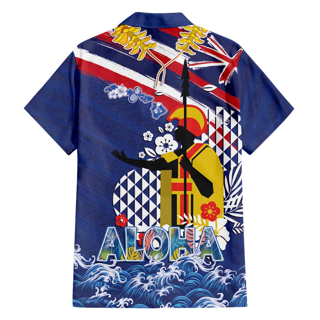 Hawaii King Kamehameha Day Family Matching Long Sleeve Bodycon Dress and Hawaiian Shirt Lei Sea Waves Polynesian Tapa Pattern