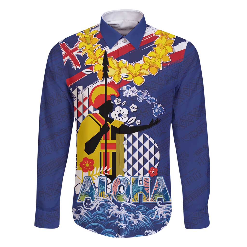 Hawaii King Kamehameha Day Family Matching Off Shoulder Short Dress and Hawaiian Shirt Lei Sea Waves Polynesian Tapa Pattern