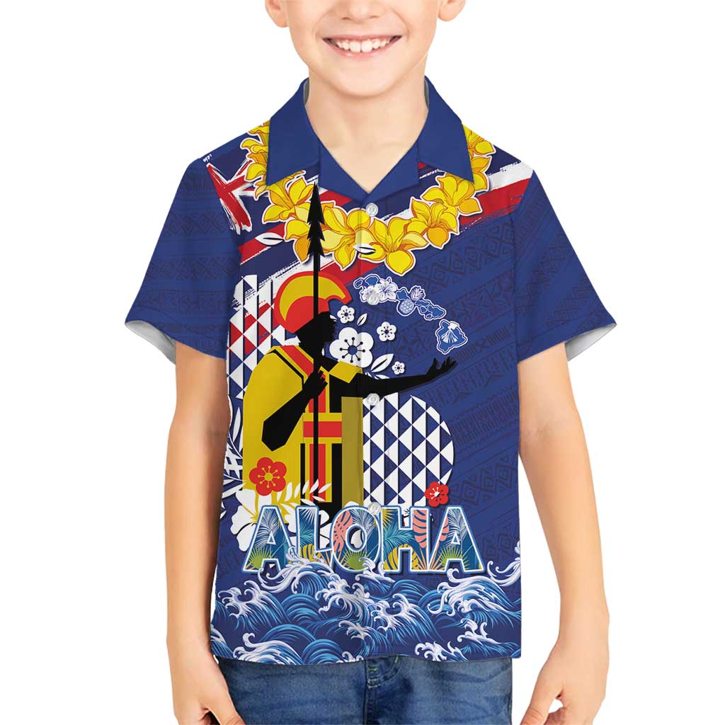 Hawaii King Kamehameha Day Family Matching Puletasi and Hawaiian Shirt Lei Sea Waves Polynesian Tapa Pattern