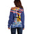 Hawaii King Kamehameha Day Off Shoulder Sweater Lei Sea Waves Polynesian Tapa Pattern