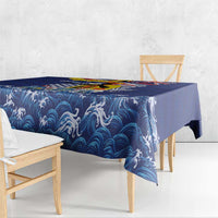 Hawaii King Kamehameha Day Tablecloth Lei Sea Waves Polynesian Tapa Pattern
