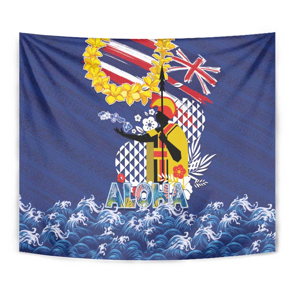 Hawaii King Kamehameha Day Tapestry Lei Sea Waves Polynesian Tapa Pattern