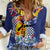 Hawaii King Kamehameha Day Women Casual Shirt Lei Sea Waves Polynesian Tapa Pattern