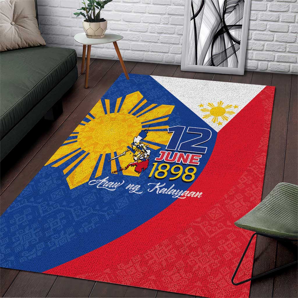 Philippines Independence Day Area Rug Araw ng Kalayaan Polynesian Sun and YAKAN Pattern