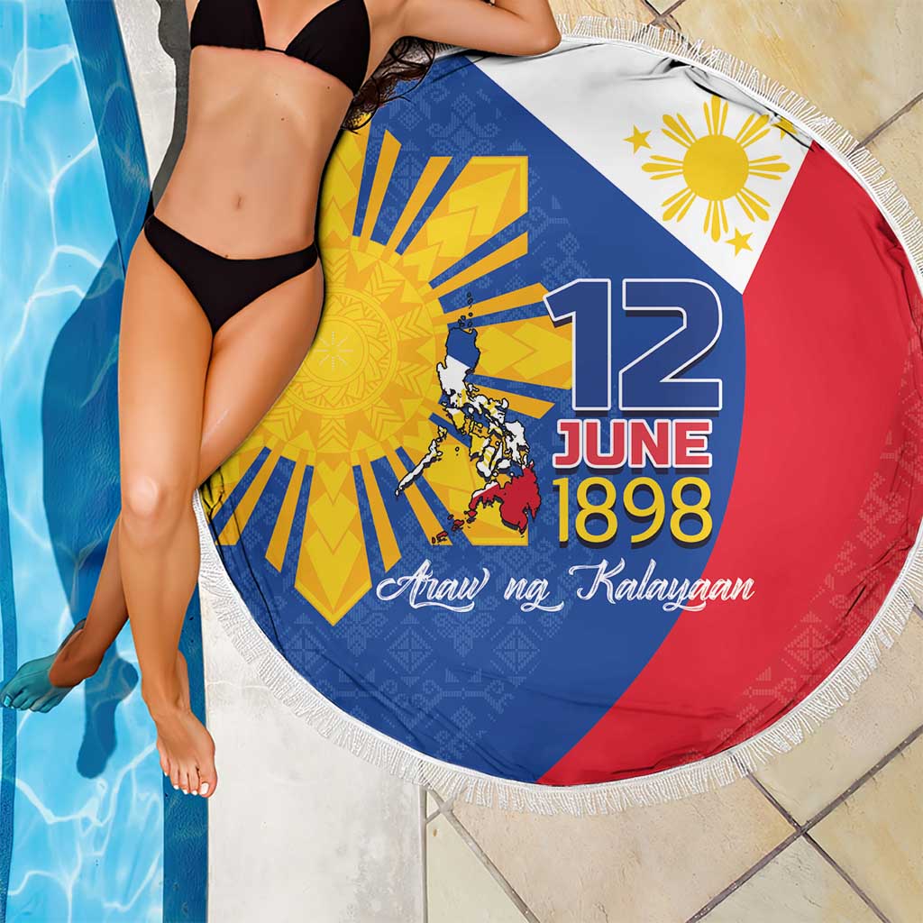 Philippines Independence Day Beach Blanket Araw ng Kalayaan Polynesian Sun and YAKAN Pattern
