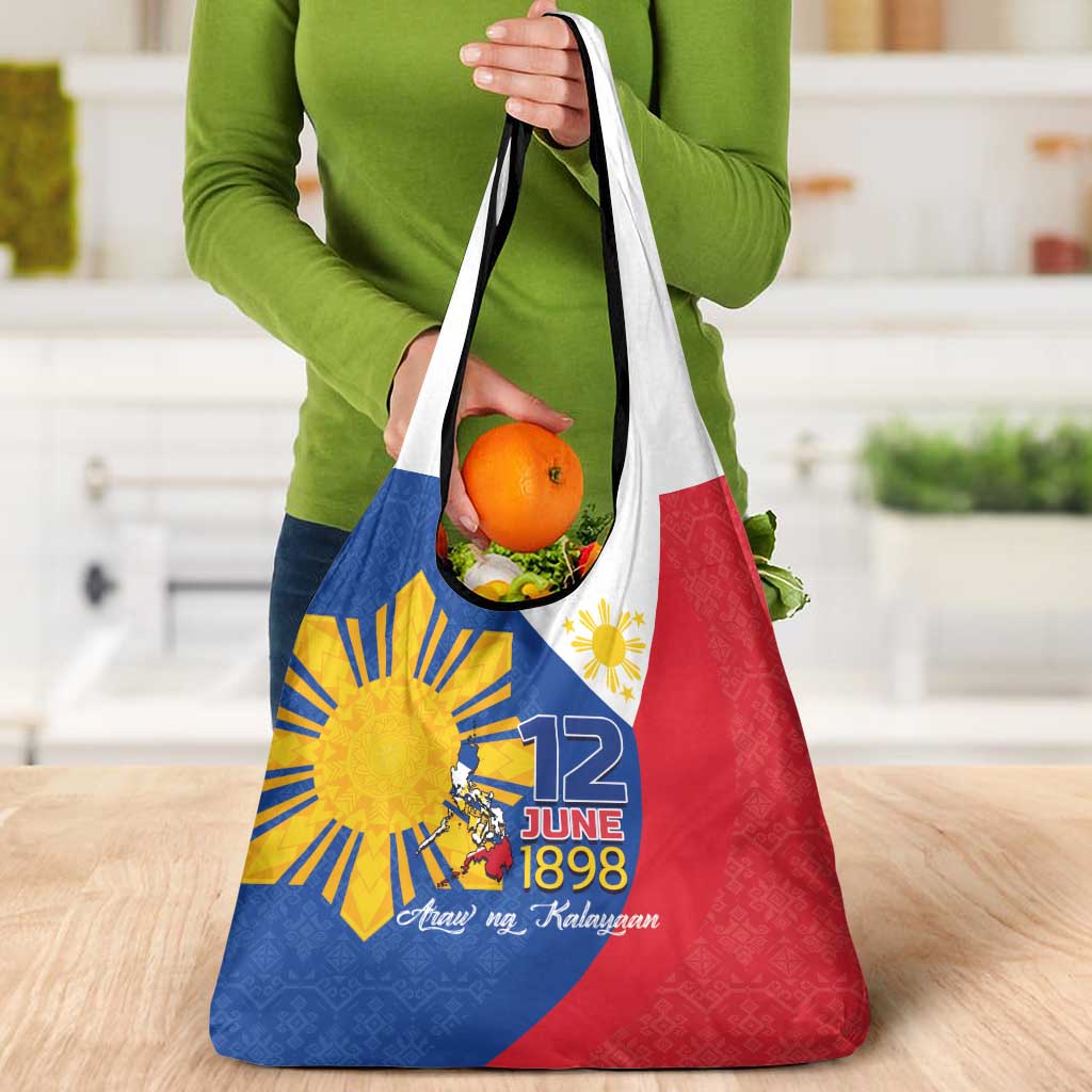 Philippines Independence Day Grocery Bag Araw ng Kalayaan Polynesian Sun and YAKAN Pattern LT03 - Polynesian Pride