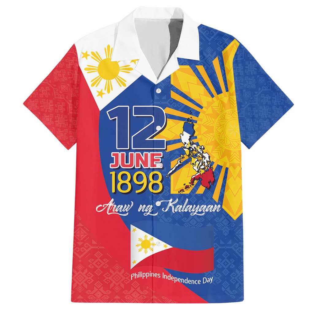 Philippines Independence Day Hawaiian Shirt Araw ng Kalayaan Polynesian Sun and YAKAN Pattern