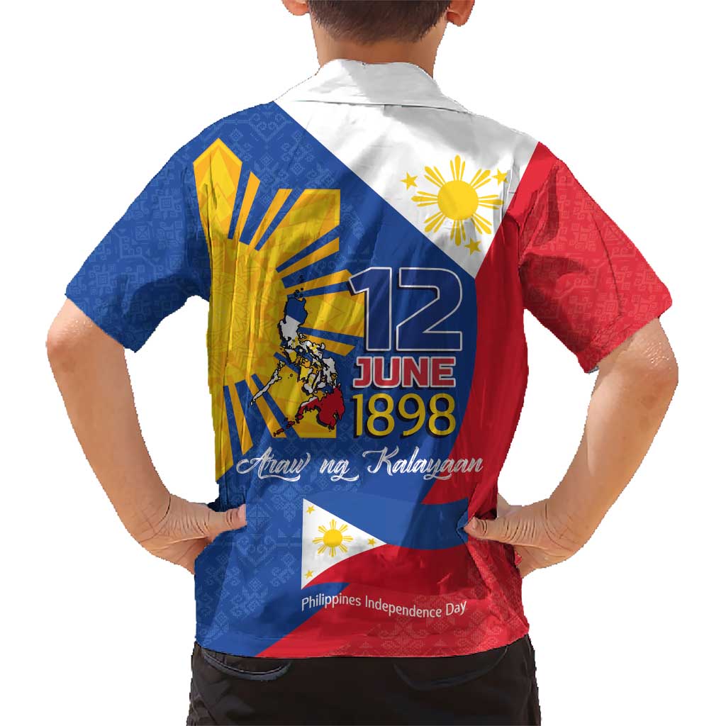 Philippines Independence Day Hawaiian Shirt Araw ng Kalayaan Polynesian Sun and YAKAN Pattern