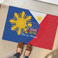 Philippines Independence Day Rubber Doormat Araw ng Kalayaan Polynesian Sun and YAKAN Pattern