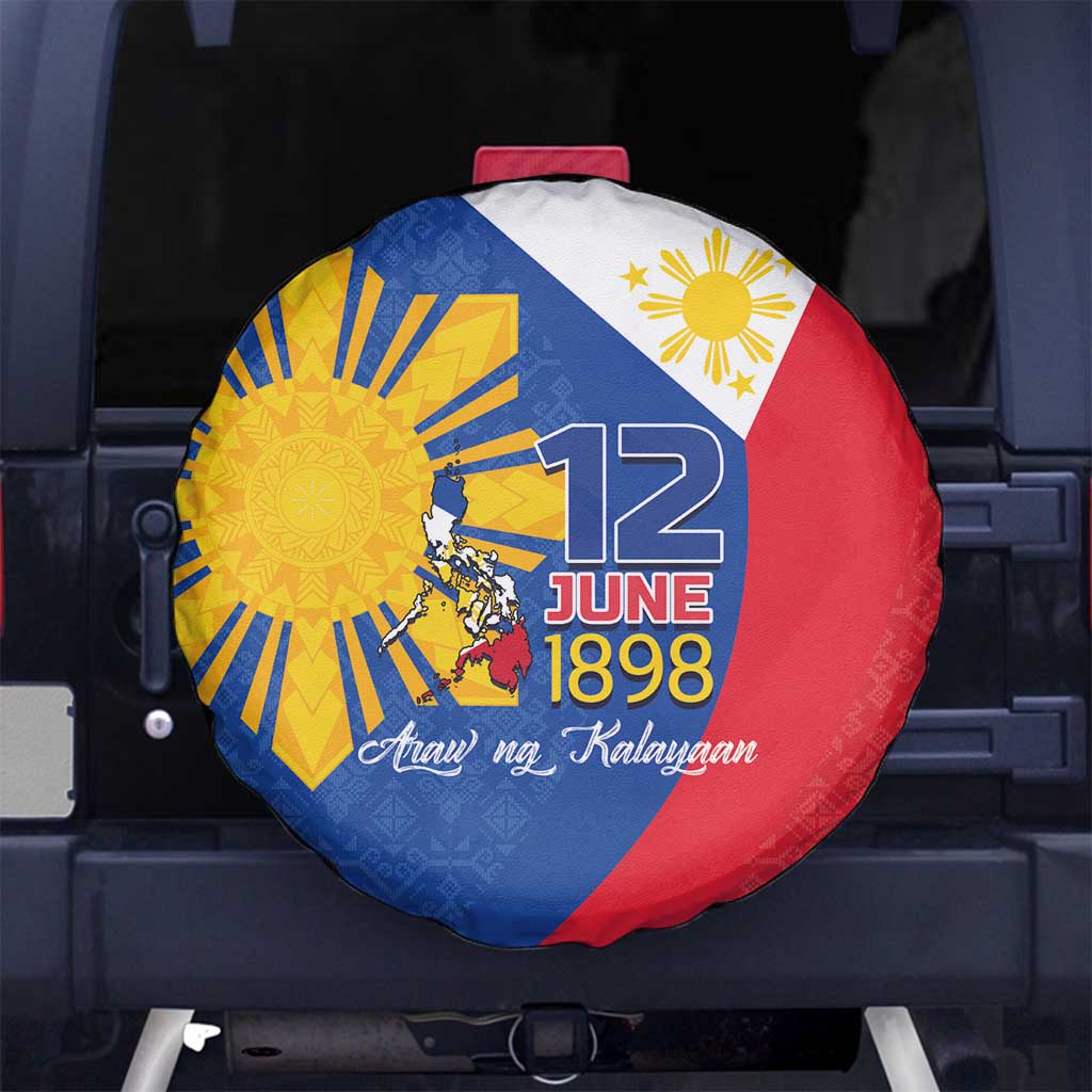 Philippines Independence Day Spare Tire Cover Araw ng Kalayaan Polynesian Sun and YAKAN Pattern
