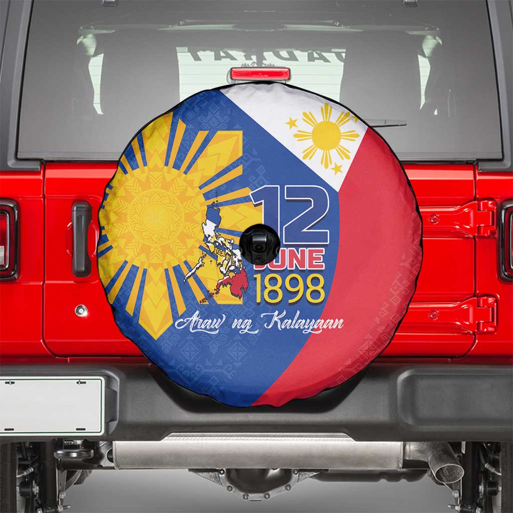 Philippines Independence Day Spare Tire Cover Araw ng Kalayaan Polynesian Sun and YAKAN Pattern