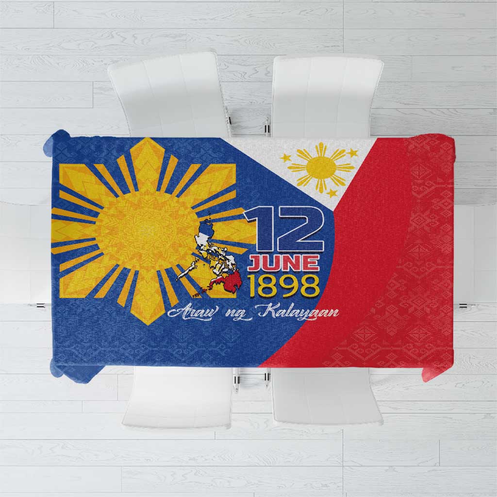 Philippines Independence Day Tablecloth Araw ng Kalayaan Polynesian Sun and YAKAN Pattern