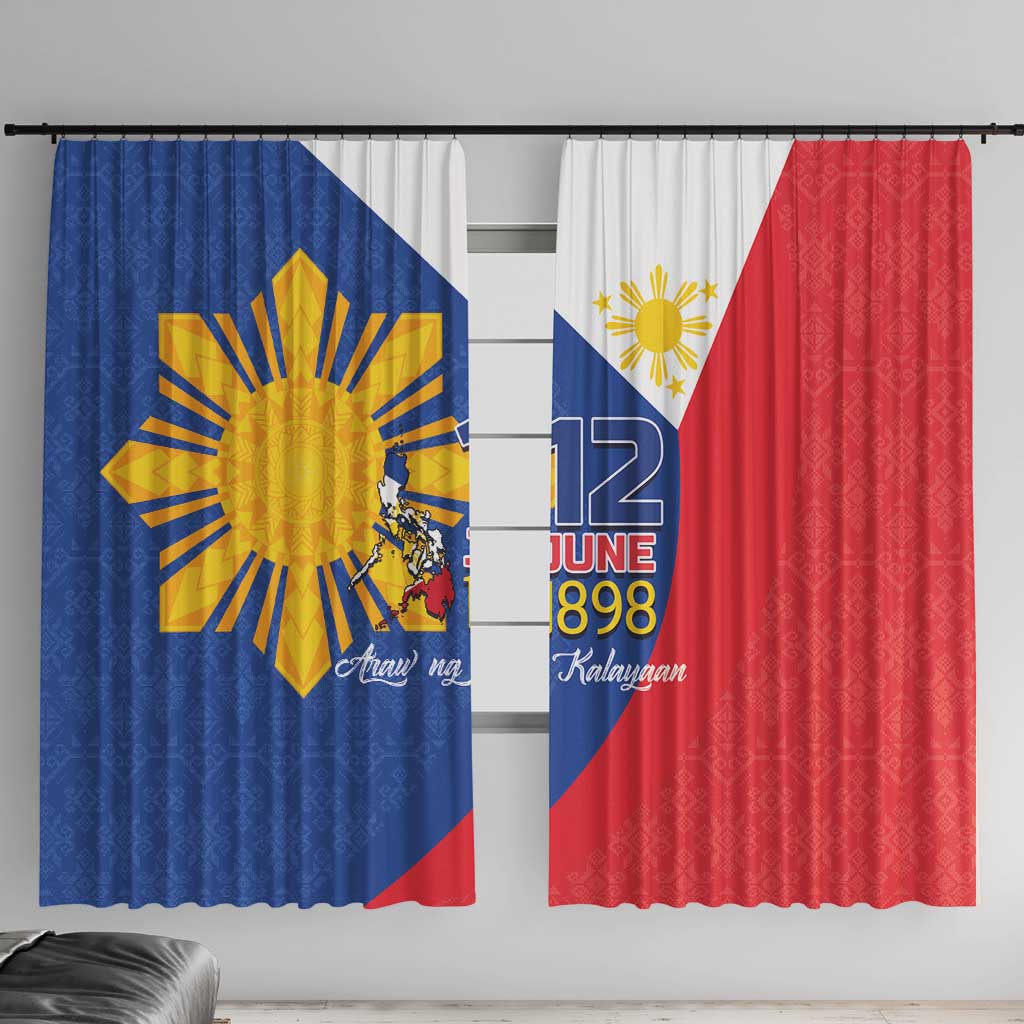 Philippines Independence Day Window Curtain Araw ng Kalayaan Polynesian Sun and YAKAN Pattern