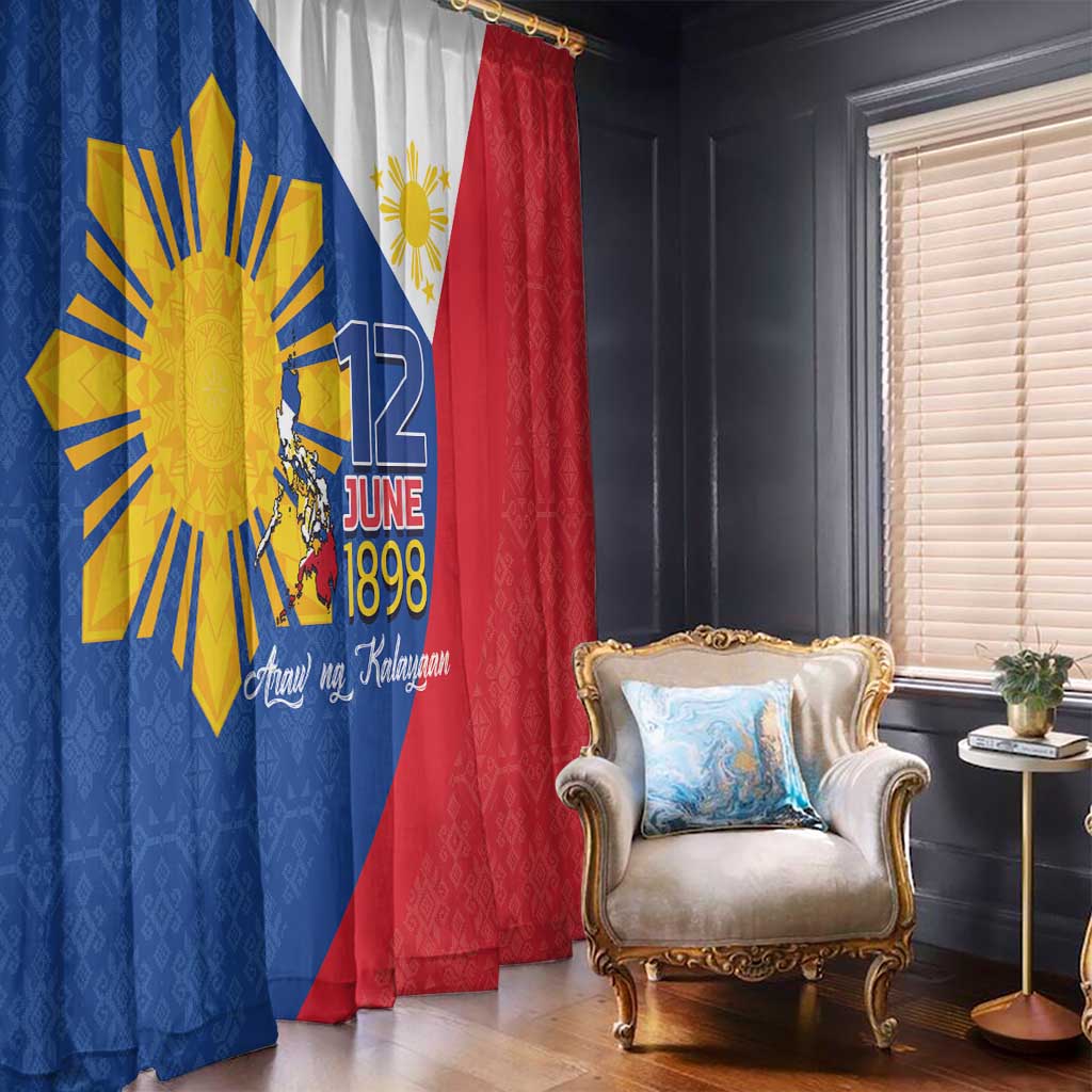 Philippines Independence Day Window Curtain Araw ng Kalayaan Polynesian Sun and YAKAN Pattern