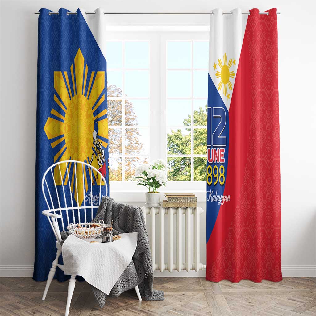 Philippines Independence Day Window Curtain Araw ng Kalayaan Polynesian Sun and YAKAN Pattern