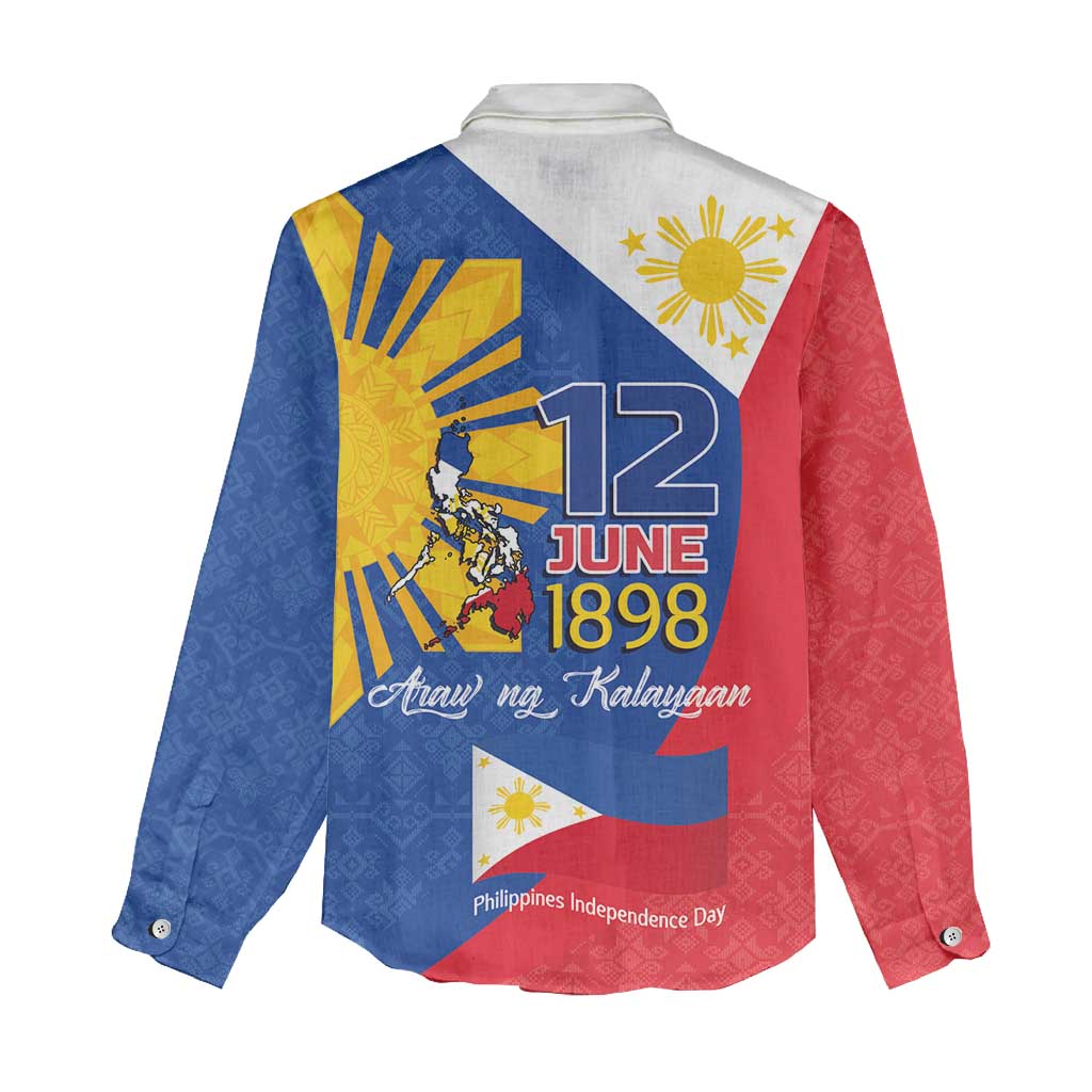 Philippines Independence Day Women Casual Shirt Araw ng Kalayaan Polynesian Sun and YAKAN Pattern