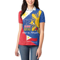 Philippines Independence Day Women Polo Shirt Araw ng Kalayaan Polynesian Sun and YAKAN Pattern