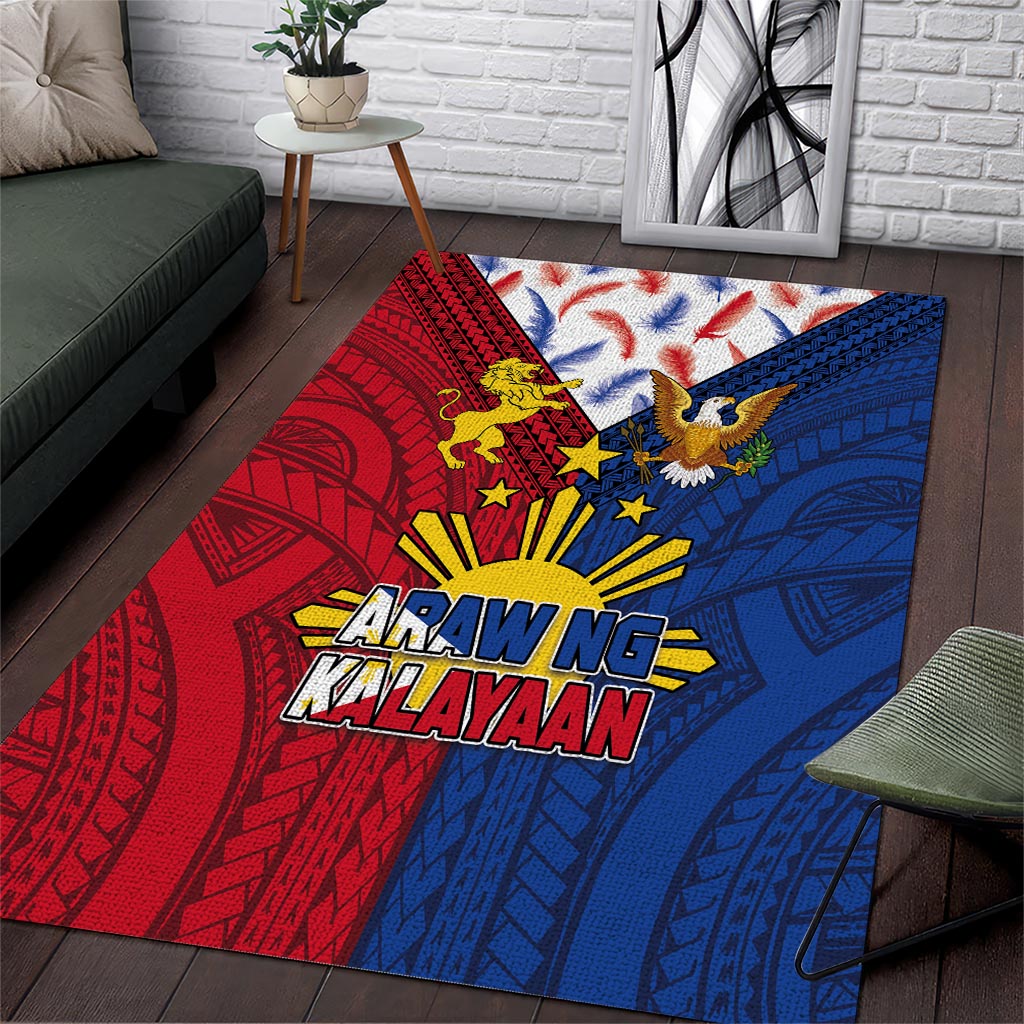 Philippines Independence Day 126th Anniversary Area Rug Polynesian Pattern National Flag Style LT03 Red - Polynesian Pride