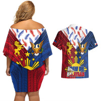 Philippines Independence Day 126th Anniversary Couples Matching Off Shoulder Short Dress and Hawaiian Shirt Polynesian Pattern National Flag Style LT03 - Polynesian Pride