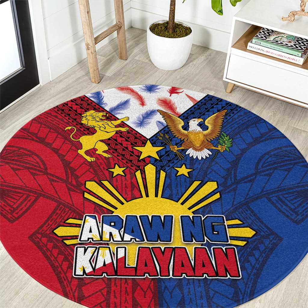 Philippines Independence Day 126th Anniversary Round Carpet Polynesian Pattern National Flag Style LT03 Red - Polynesian Pride