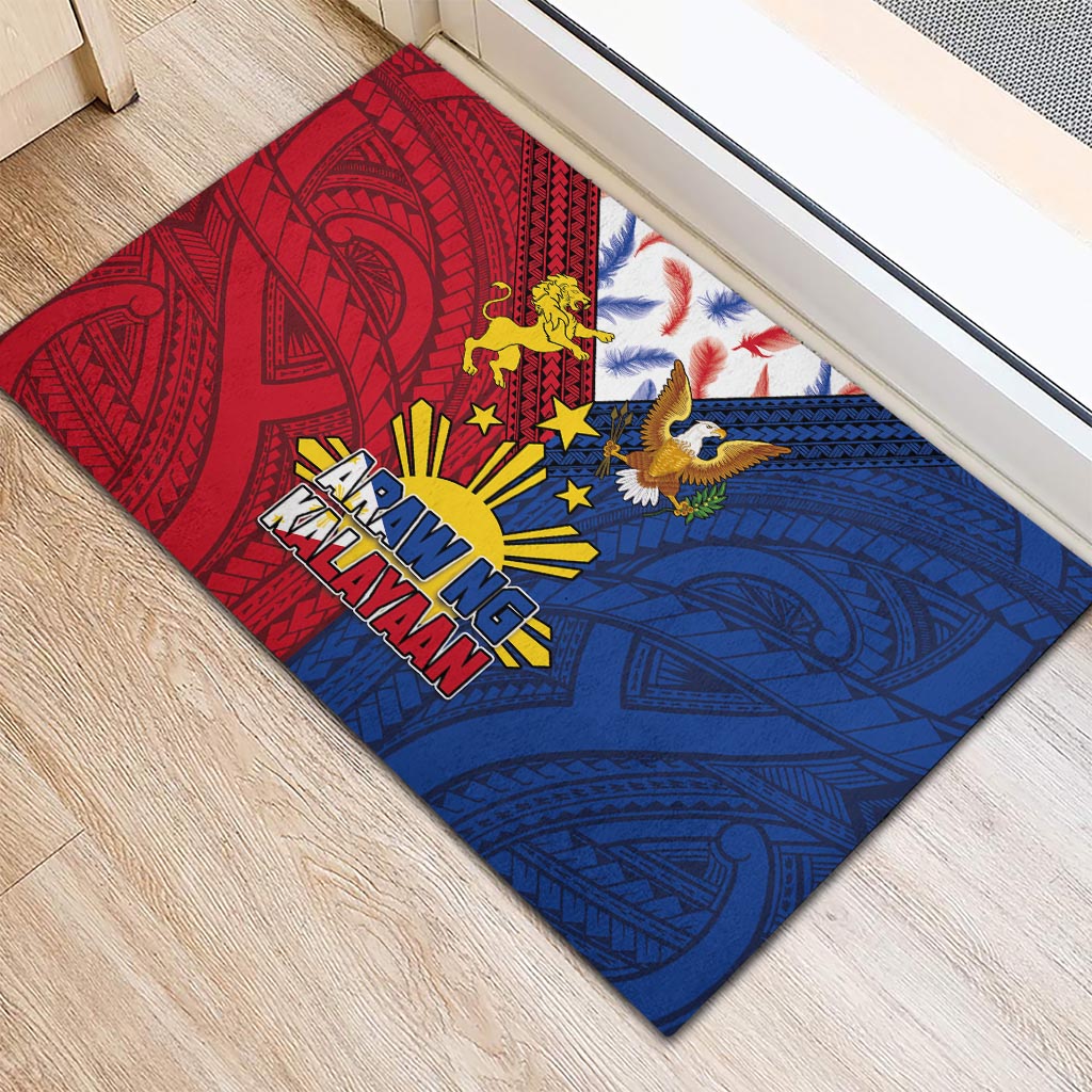 Philippines Independence Day 126th Anniversary Rubber Doormat Polynesian Pattern National Flag Style LT03 - Polynesian Pride