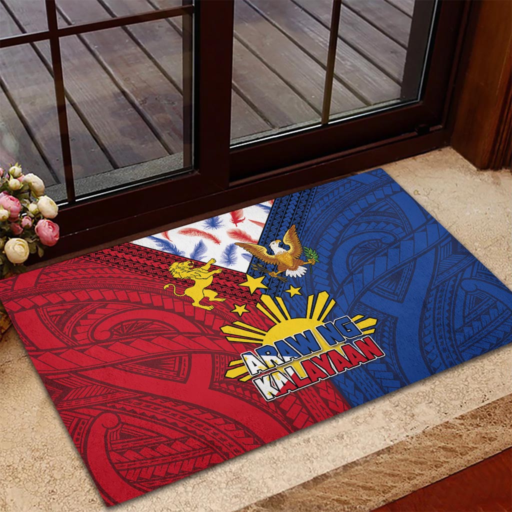 Philippines Independence Day 126th Anniversary Rubber Doormat Polynesian Pattern National Flag Style LT03 - Polynesian Pride