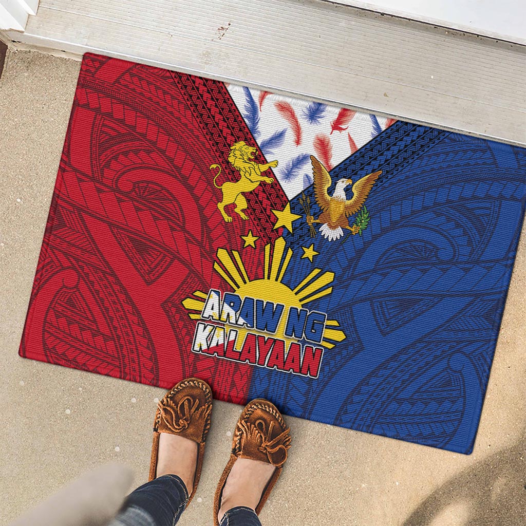 Philippines Independence Day 126th Anniversary Rubber Doormat Polynesian Pattern National Flag Style LT03 - Polynesian Pride