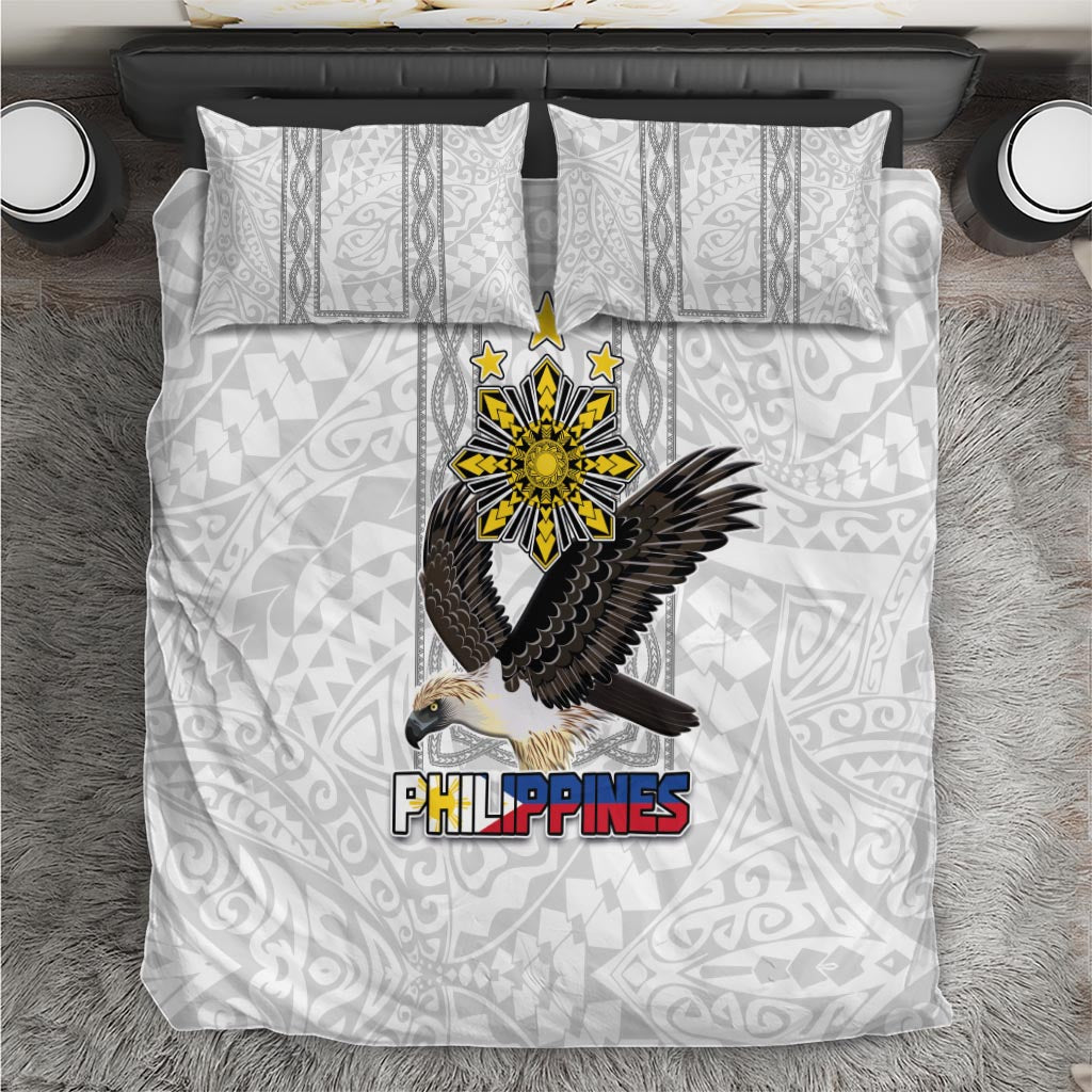 Philippines Eagle Week Bedding Set Polynesian Pattern Barong Style LT03 White - Polynesian Pride