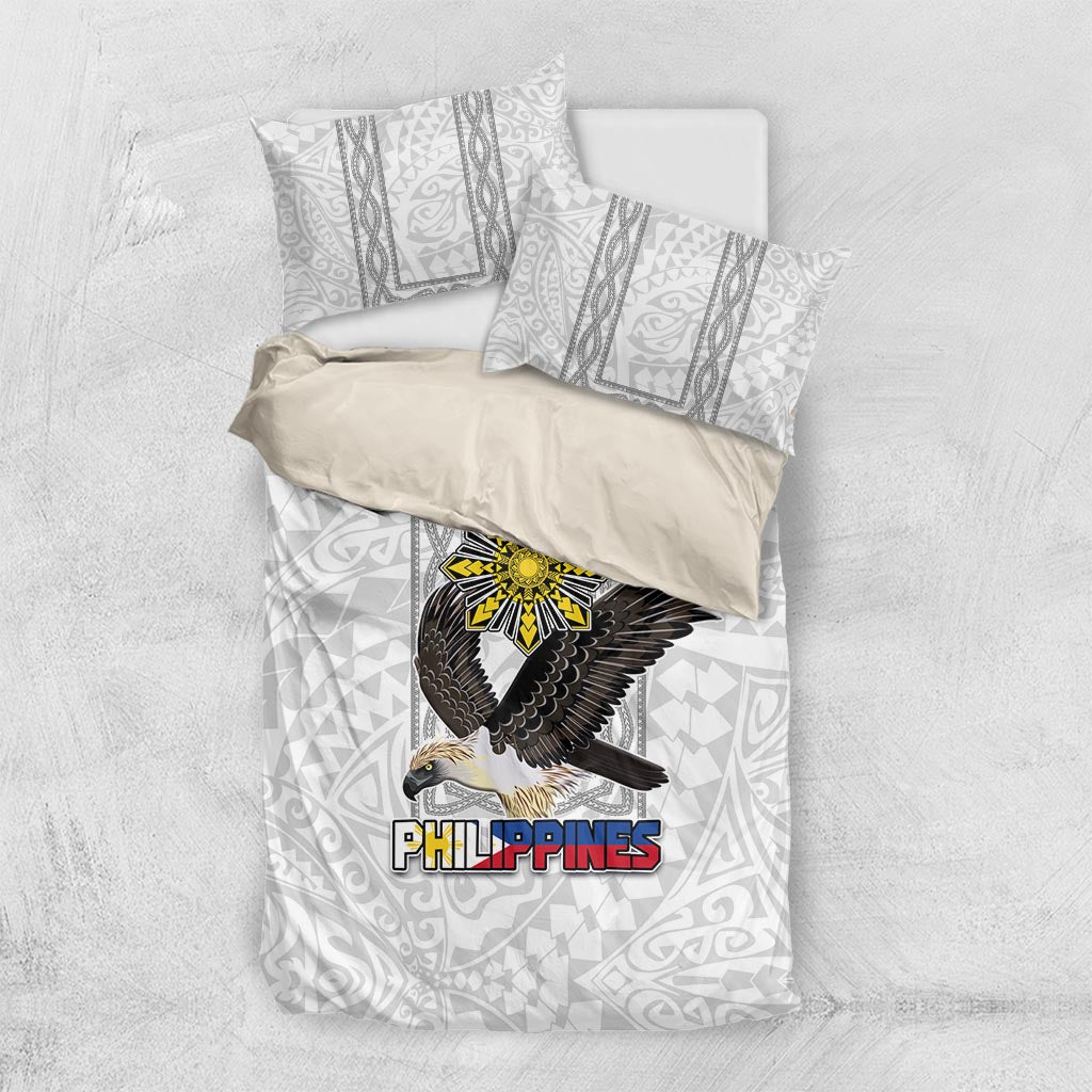 Philippines Eagle Week Bedding Set Polynesian Pattern Barong Style LT03 US Twin 172cm x 218cm White - Polynesian Pride
