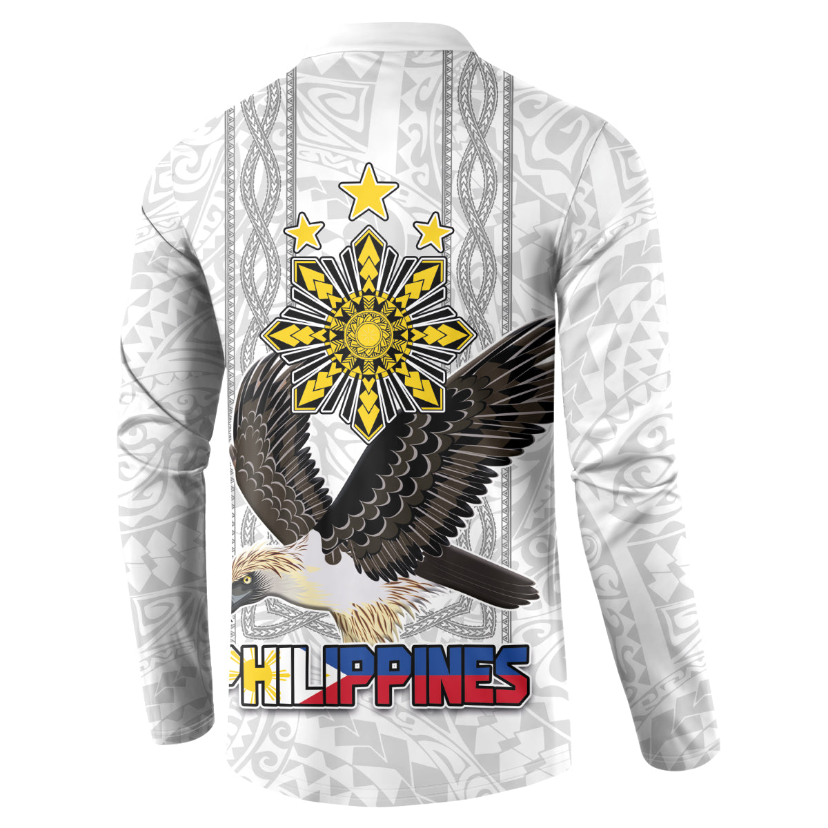 Philippines Eagle Week Button Sweatshirt Polynesian Pattern Barong Style LT03 - Polynesian Pride